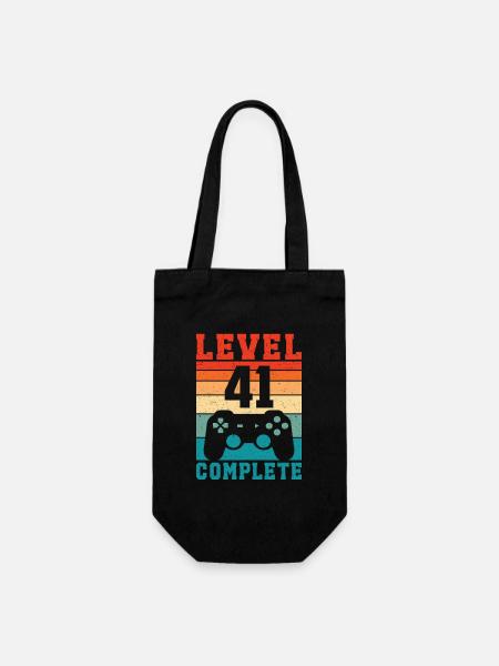 41. Geburtstag Level 41 Complete 41 Jahre Gamer - Geschenkbeutel für Flaschen - Schwarz
