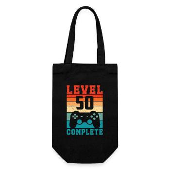 50. Geburtstag Level 50 Complete 50 Jahre Gamer - Geschenkbeutel für Flaschen - Schwarz - Vorne