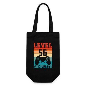 56. Geburtstag Level 56 Complete 56 Jahre Gamer - Geschenkbeutel für Flaschen - Schwarz - Vorne