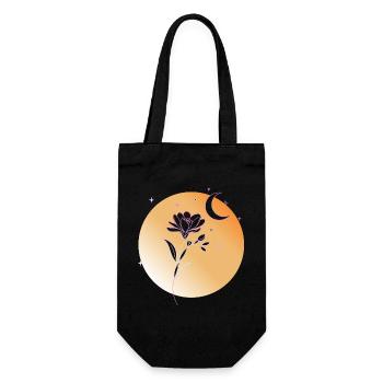 Freesie mit Mond Line Art Illustration  - Geschenkbeutel für Flaschen - Schwarz - Vorne