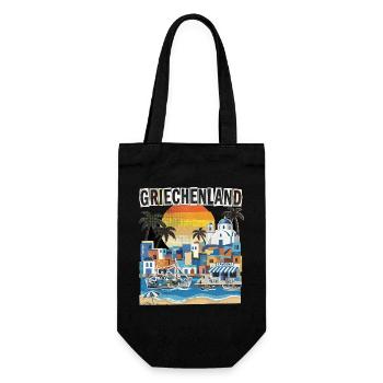 Griechenland Urlaub Vintage Strand - Geschenkbeutel für Flaschen - Schwarz - Vorne