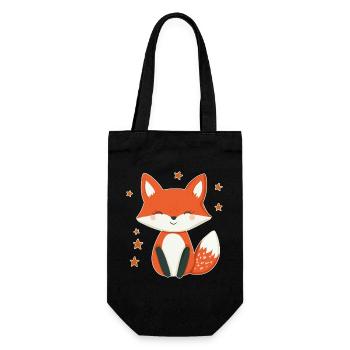 Fox and Stars - Gift Bag for Bottles - black - Front