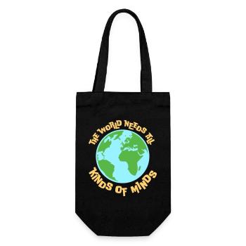 The World Needs All Kinds Of Minds Inspirierend - Geschenkbeutel für Flaschen - Schwarz - Vorne