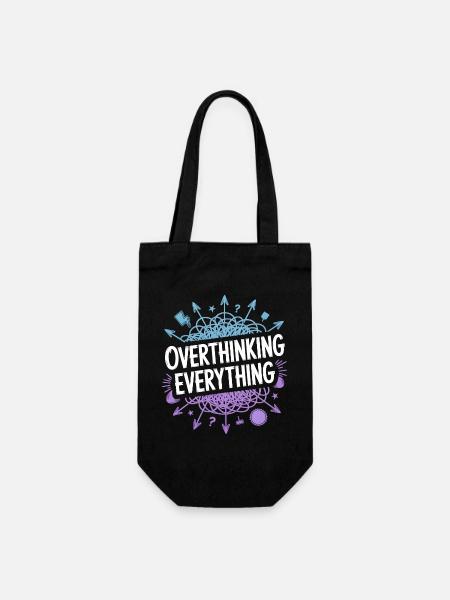 Overthinking Everything ADHS Chaos - Geschenkbeutel für Flaschen - Schwarz