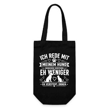 Ich rede mit meinem Hund - Geschenkbeutel für Flaschen - Schwarz - Vorne
