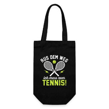 Aus dem Weg ich muss zum Tennis  - Geschenkbeutel für Flaschen - Schwarz - Vorne