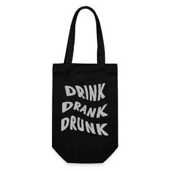Drunk Drink Trio Distressed Text - Gift Bag for Bottles - black - Front