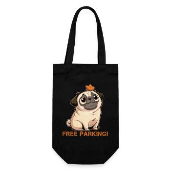 Funny Pug Free Parking - Gift Bag for Bottles - black - Front