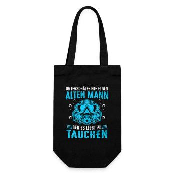 alten Mann der es liebt zu tauchen tauchen - Geschenkbeutel für Flaschen - Schwarz - Vorne