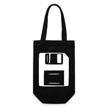 Retro_Vintage_80er_90er_Jahre_Diskette_weiss_Ge - Sac à bouteille - noir - Devant