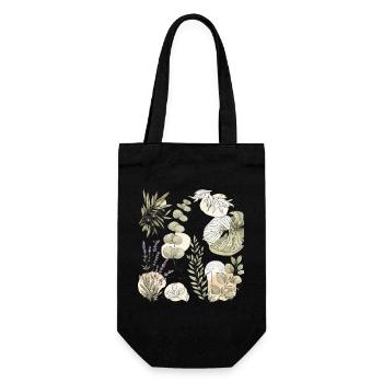 Natürliche Aquarellbotanik - Geschenkbeutel für Flaschen - Schwarz - Vorne