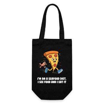 Seafood Diet Wortwitz mit Pizza und Garnele - Geschenkbeutel für Flaschen - Schwarz - Vorne