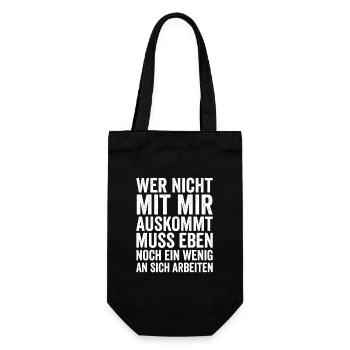 Wer nicht mit mir auskommt an sich arbeiten - Geschenkbeutel für Flaschen - Schwarz - Vorne