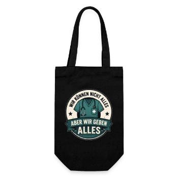 Wir geben alles Mediziner Badge - Geschenkbeutel für Flaschen - Schwarz - Vorne