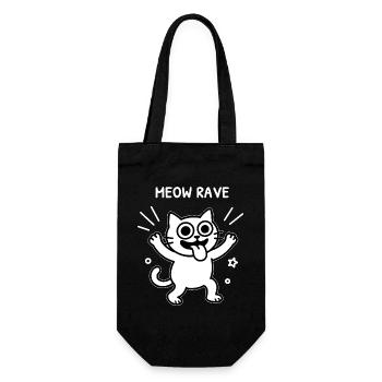 Meow Rave – Party-Katze (für dunkle Shirts) - Geschenkbeutel für Flaschen - Schwarz - Vorne
