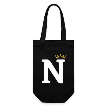 N Monogramm mit Krone - Geschenkbeutel für Flaschen - Schwarz - Vorne