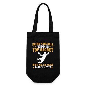 meine handball technik  - Geschenkbeutel für Flaschen - Schwarz - Vorne