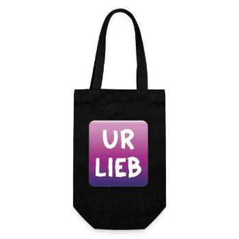 UR LIEB – Spruch mit österreichischem Charme, Wien - Geschenkbeutel für Flaschen - Schwarz - Vorne