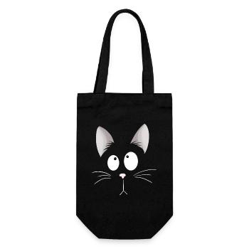 Katzenkopf I Katze Gesicht I Comic - Geschenkbeutel für Flaschen - Schwarz - Vorne