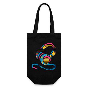 Headphones of patterns and stripes - Gift Bag for Bottles - black - Front