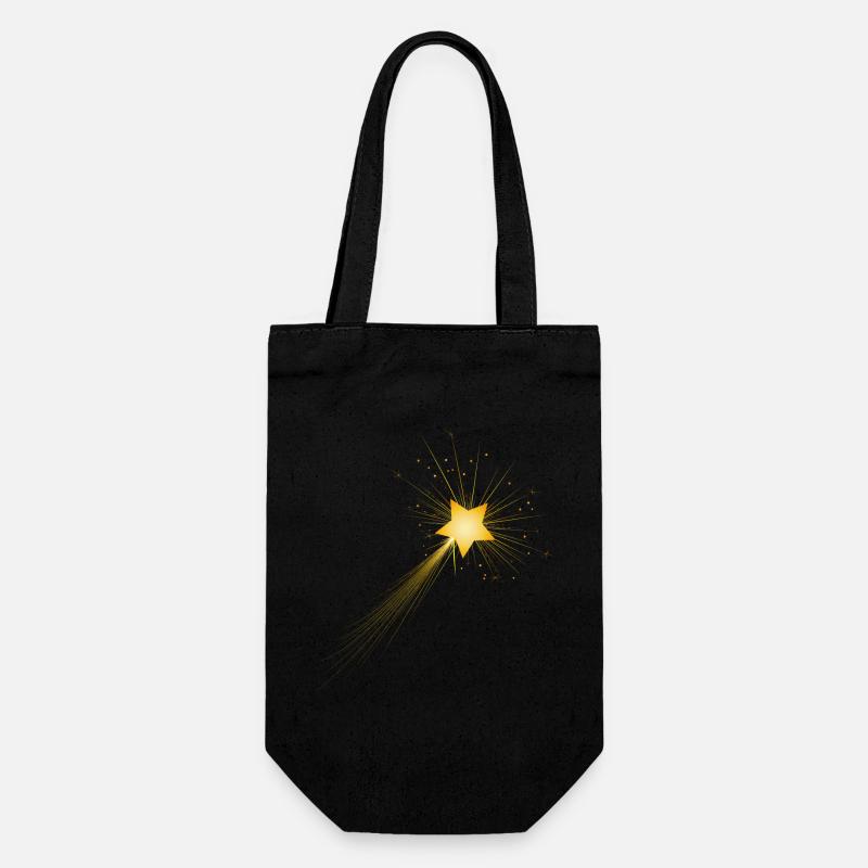 petite étoile filante dorée dans le ciel nocturne - Sac à bouteille - noir