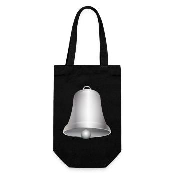 große silberfarbene Kirchen Glocke oder Glöckchen - Geschenkbeutel für Flaschen - Schwarz - Vorne