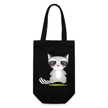 cute raccoon in comic style to love - Gift Bag for Bottles - black - Front