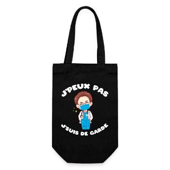 J'peux pas j'suis de garde Humour soignant cadeau - Sac à bouteille - noir - Devant