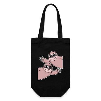 Faultier Faultiere - Geschenkbeutel für Flaschen - Schwarz - Vorne