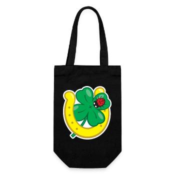 Lucky charm with cloverleaf horseshoe & ladybug - Gift Bag for Bottles - black - Front