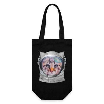 Katze im Weltraum - Geschenkbeutel für Flaschen - Schwarz - Vorne