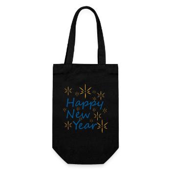 Nouvel An: Étoiles et Bonheur - Sac à bouteille - noir - Devant