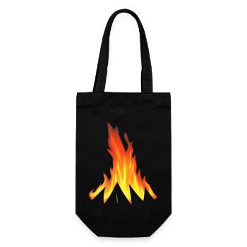Lagerfeuer Camping Natur Wald Feuer draußen Zelt 1 - Geschenkbeutel für Flaschen - Schwarz - Vorne