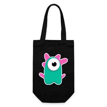 Niedlicher türkisfarbener Zyklop | Lustiges pinkes Monster - Geschenkbeutel für Flaschen - Schwarz - Vorne