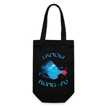 Funny Cat - I Know Kung Fu - Chats drôles - Sac à bouteille - noir - Devant