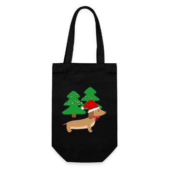 Lustiger süsser Weihnachtsdackel Weihnachten Gesch - Geschenkbeutel für Flaschen - Schwarz - Vorne