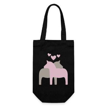 Dala horse hearts scandinavian christmas love - Gift Bag for Bottles - black - Front