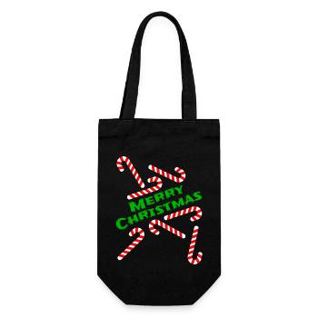 Candy Cane Merry Christmas Gift Idea - Gift Bag for Bottles - black - Front