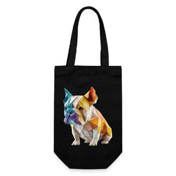 Moderne Farbenfrohe Origami Bulldog Hund - Geschenkbeutel für Flaschen - Schwarz - Vorne