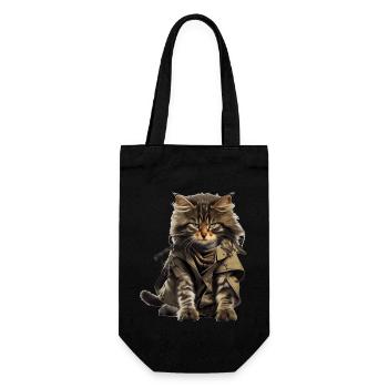 Chat comme combattant de guérilla et vétéran avec poncho - Sac à bouteille - noir - Devant