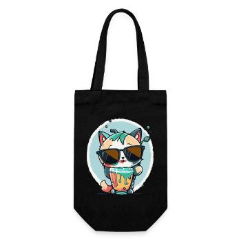 Chat cool avec des lunettes de soleil - Sac à bouteille - noir - Devant