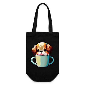 Happiness with a dog: man's best friend - Gift Bag for Bottles - black - Front