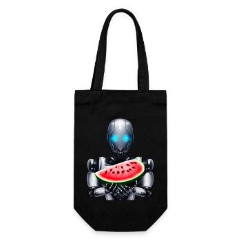 Wassermelone für den Roboter - Geschenkbeutel für Flaschen - Schwarz - Vorne