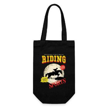 Reiten Pferd Reiterin Springen Sport Vintage Retro - Geschenkbeutel für Flaschen - Schwarz - Vorne