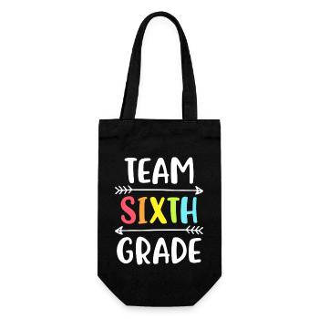 Team Sixth Grade Funny 6th Back To School Teacher - Gift Bag for Bottles - black - Front