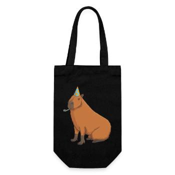 Capybara Geburtstag - Geschenkbeutel für Flaschen - Schwarz - Vorne