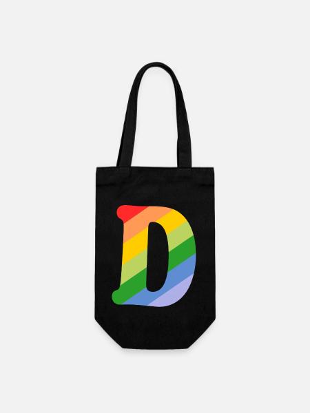 Buchstabe D Regenbogen - Geschenkbeutel für Flaschen - Schwarz