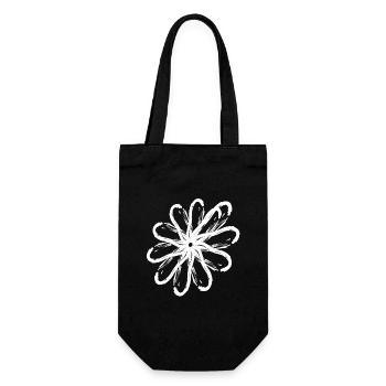 Motif effet bordure fleur blanche - Sac à bouteille - noir - Devant