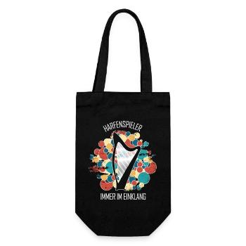 Harfe Geschenk Musikinstrument Musiker Zupfen - Geschenkbeutel für Flaschen - Schwarz - Vorne