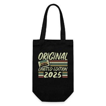 Jahrgang 2025 Retro Geburtstagsgeschenk 2025 - Geschenkbeutel für Flaschen - Schwarz - Vorne